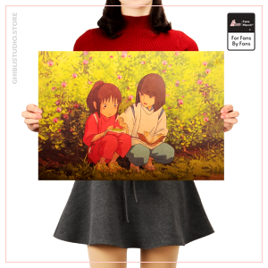 Spirited Away Chihiro und Haku Retro-Poster aus Kraftpapier