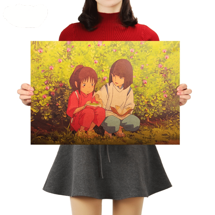 Spirited Away Chihiro And Haku Retro Kraft Paper Poster