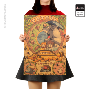 TIE LER My Neighbor Totoro Kraft áp phích giấy hoạt hình Nhật Bản áp phích trang trí tường Sticker 50 5X36cm wpp1588067550206 - Ghibli Studio Store