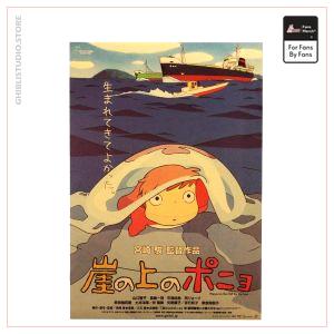 Ponyo on The Cliff Kraft Paper Poster Poster