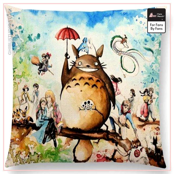 Studio Ghibli Watercolor Throw Pillow Cover