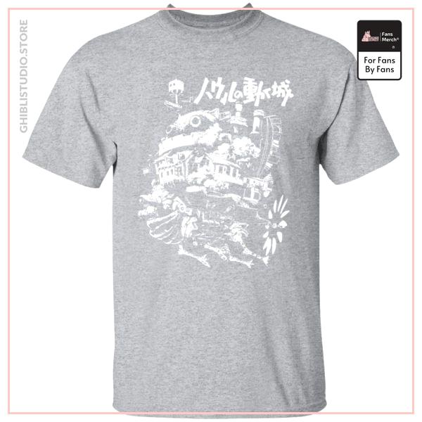 Howl's Castle in Black and White T Shirt
