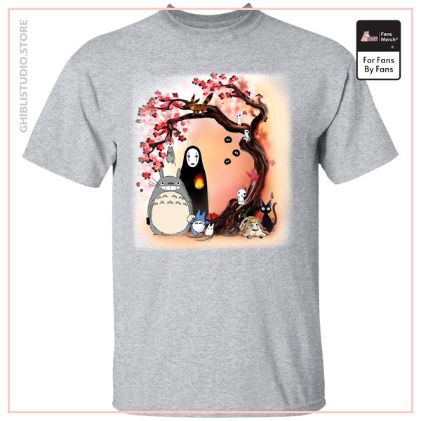 Totoro and Ghibli Friends under the Sakura T Shirt