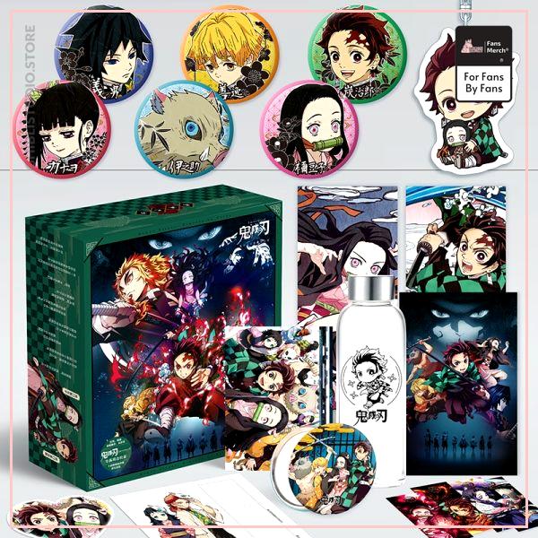 Anime Demon Slayer Kimetsu No Yaiba Gift Box Toys Keychain Badge Pins Postcard Water Cup Bookmark - Ghibli Studio Store