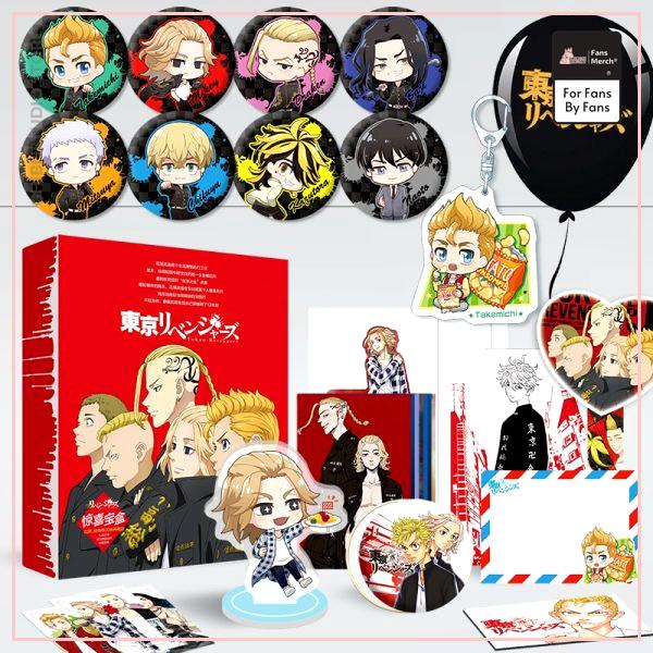New Anime Tokyo Revengers Lucky Gift Box Manjiro Ken Takemichi Hinata Postcard Badge Bookmark Balloon Gift - Ghibli Studio Store