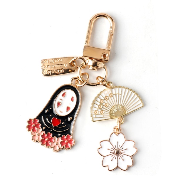 Cute Japanese charm Sakura Maiko girl - metal key ring holder