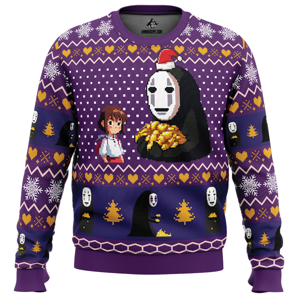 chihiro and no face spirited away ugly christmas sweater celz0 - Ghibli Studio Store