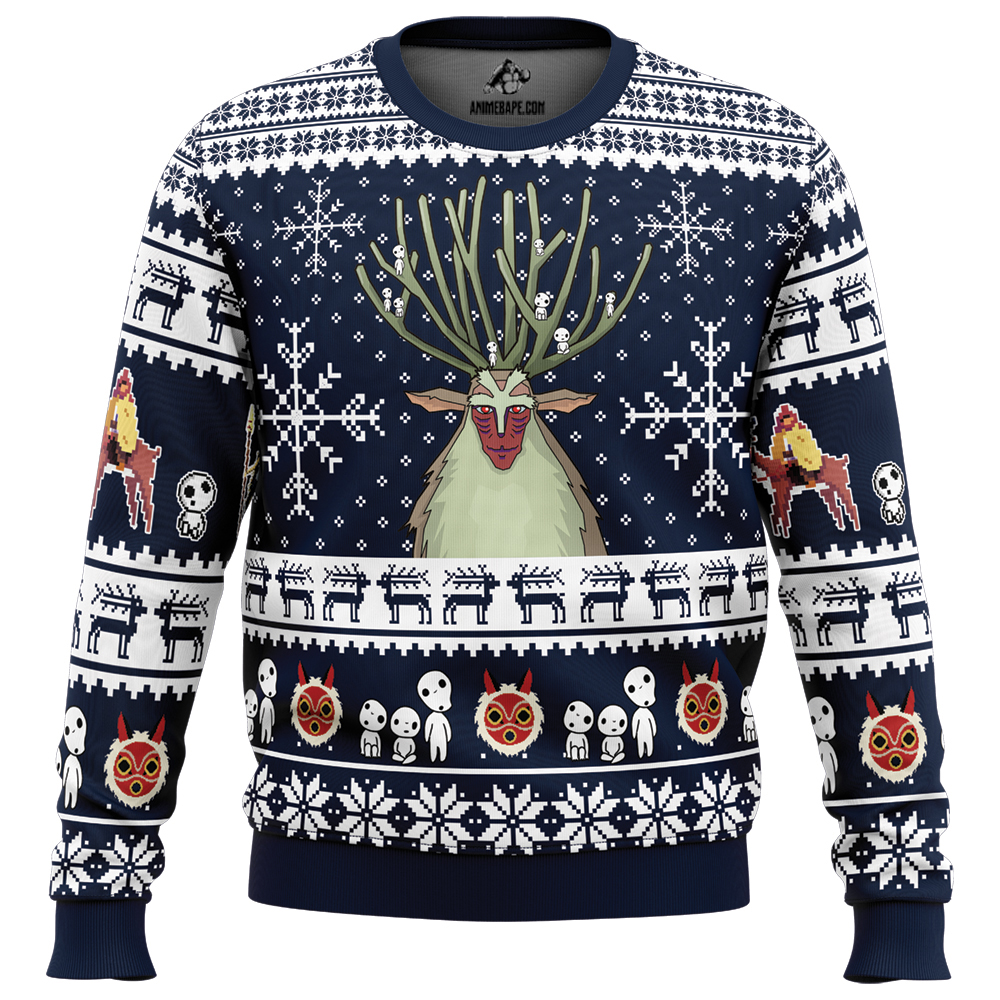 forest spirit princess mononoke ugly christmas sweater jsqsm - Ghibli Studio Store