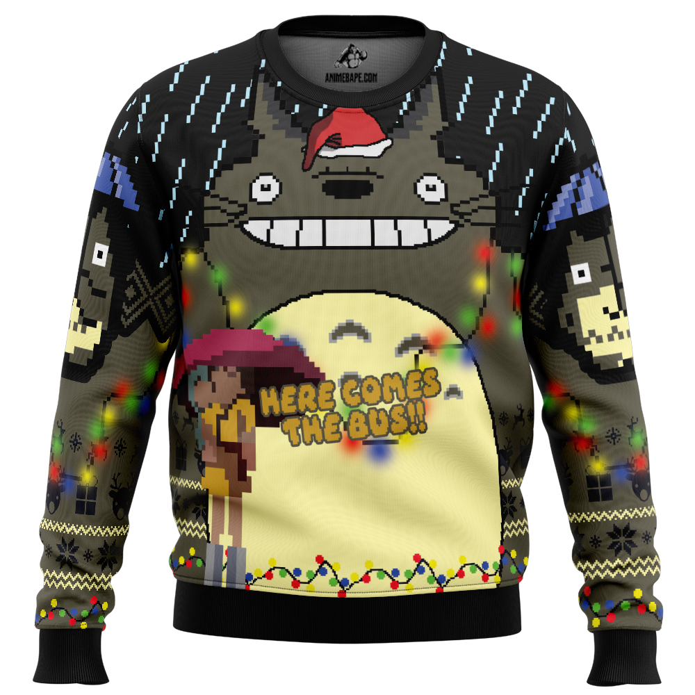 here comes the bus my neighbor totoro ugly christmas sweater owvth - Ghibli Studio Store