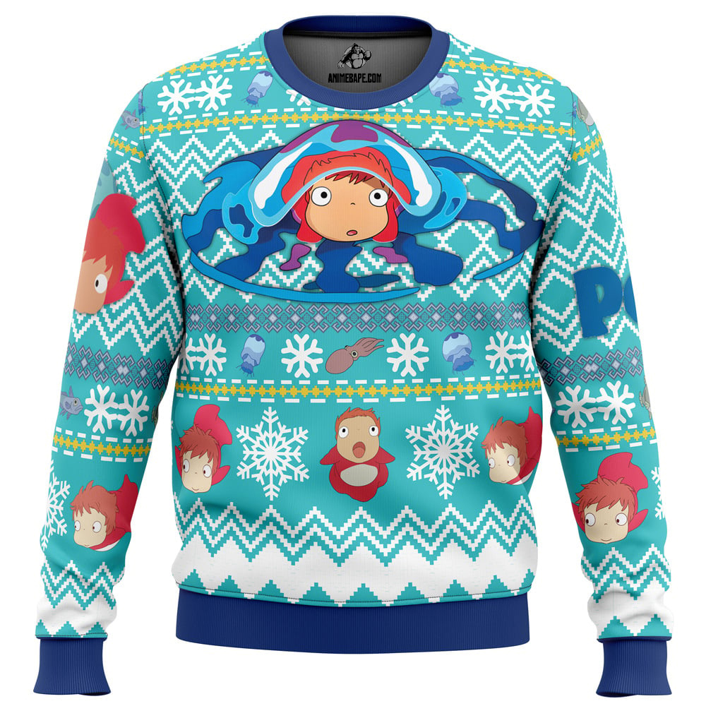 magical ponyo studio ghibli ugly christmas sweater ewb78 - Ghibli Studio Store