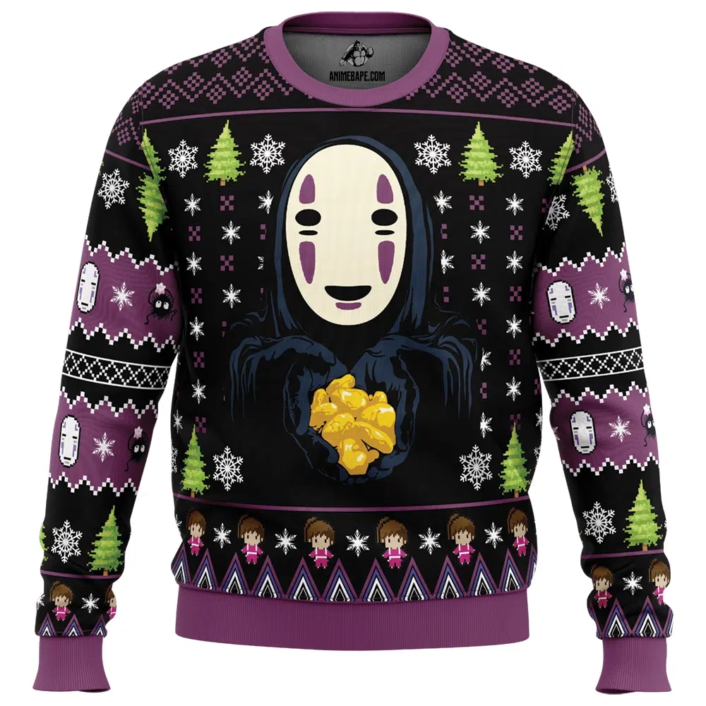 no face gold nuggets spirited away ugly christmas sweater hsl8y - Ghibli Studio Store