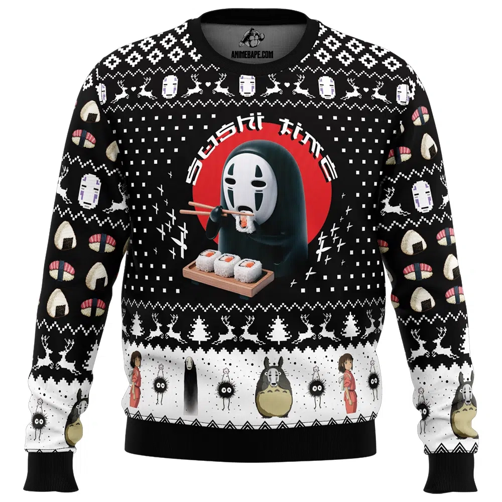 sushi time no face spirited away ugly christmas sweater 8qntl - Ghibli Studio Store