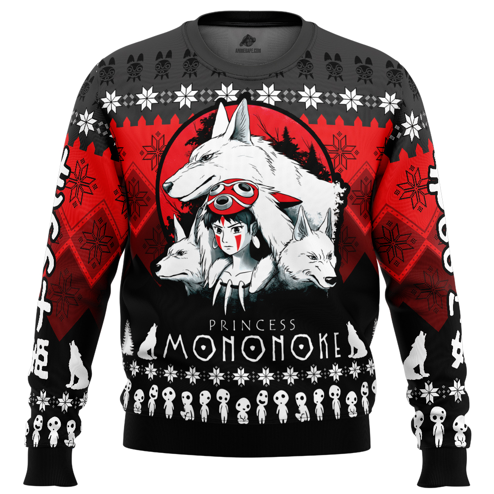 the pack princess mononoke ugly christmas sweater v3sv8 - Ghibli Studio Store